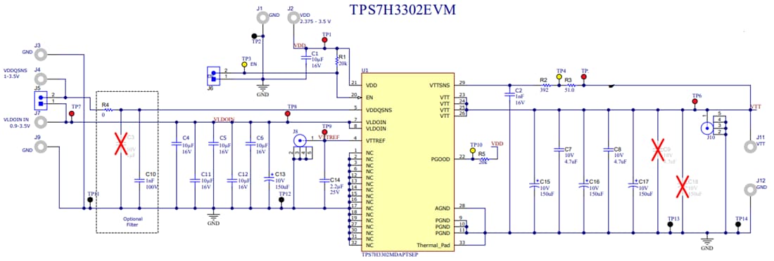 回路図 - Texas Instruments TPS7H3302EVM評価モジュール